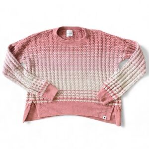 Abercrombie Kids Girls Pink and Cream Knit Crewneck Sweater size 11/12